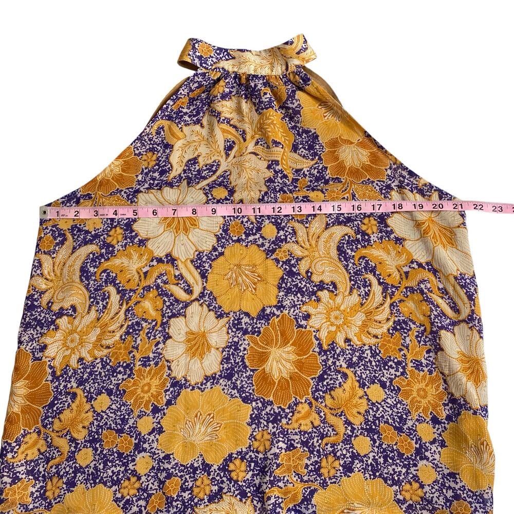 cupcakes & cashmere Floral Halter Top Large Gold Metallic Purple Size Large Boho - Picture 14 of 15